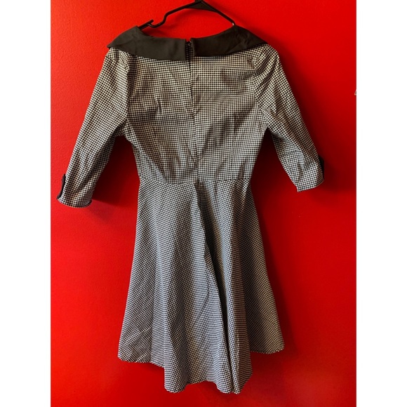 CONTRAST COLLAR HOUNDSTOOTH CIRCLE DRESS, LARGE - Picture 4 of 6